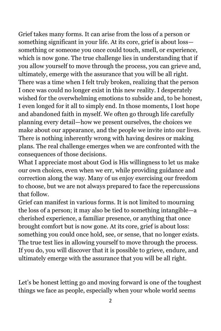 Inside page from Beyond the Image of the Casket: Grief Devotional