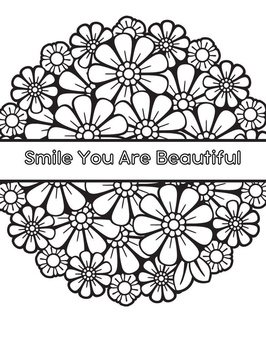 Inside page from You Are Beautiful Coloring Book