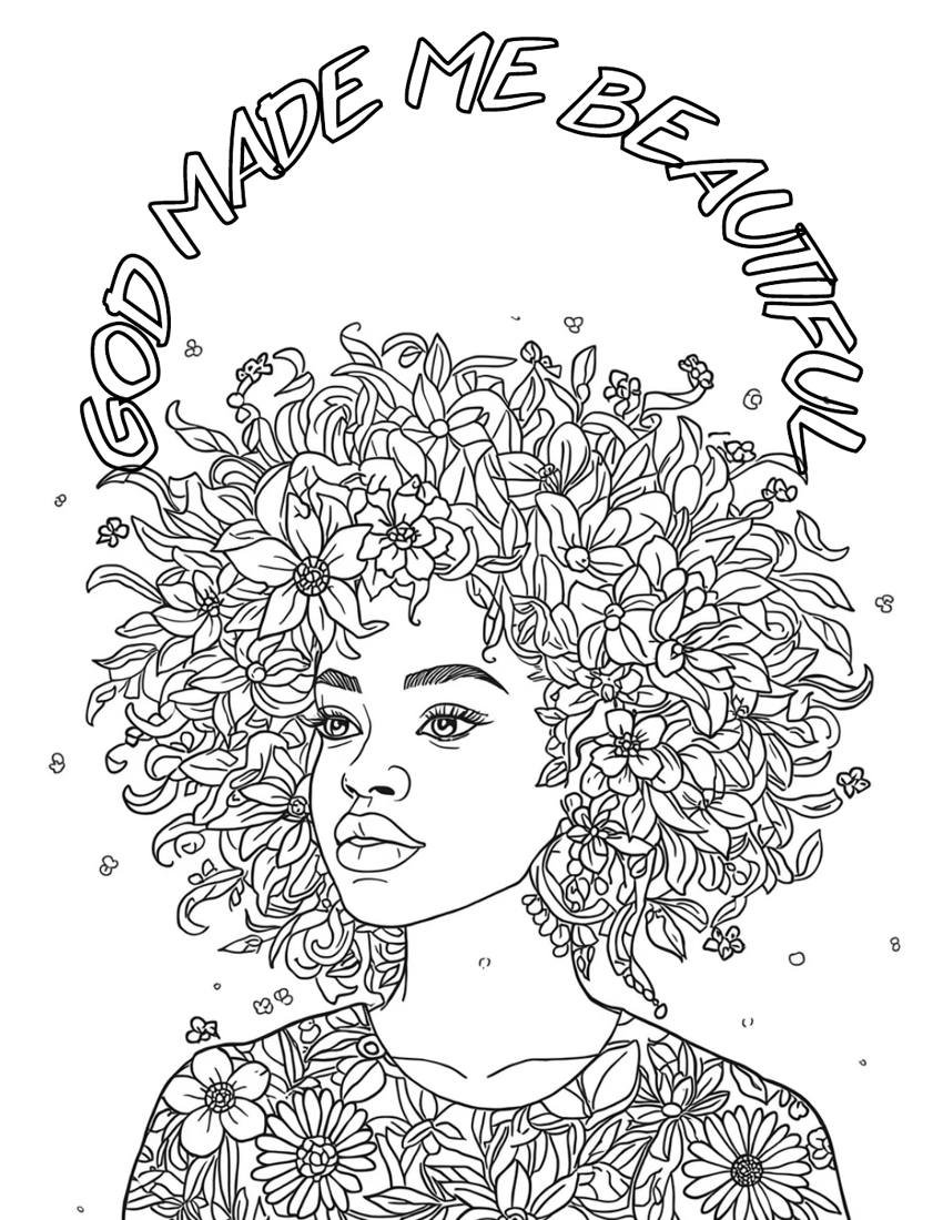 Inside page from You Are Beautiful Coloring Book